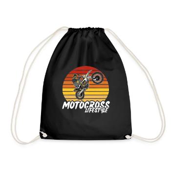 Motocross / Enduro / Freestyle mx / Dirtbike retro - Turnbeutel - Schwarz - Vorne