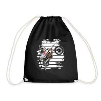 Motocross / Enduro / Freestyle mx / Dirtbike retro - Drawstring Bag - black - Front