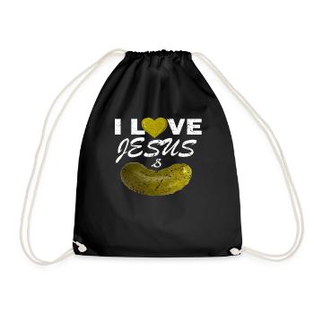Ich Liebe Jesuss Pickles Zitat Herz Geschenk Gurke - Turnbeutel - Schwarz - Vorne