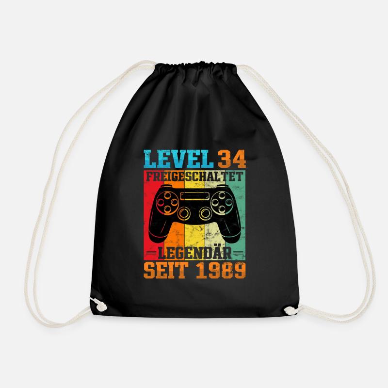 Gaming Geburtstag 1989 Level 34 - Turnbeutel - Schwarz