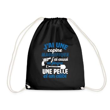 J'ai une Copine Magnifique - Flingue, Pelle, Alibi - Sac de sport léger - noir - Devant