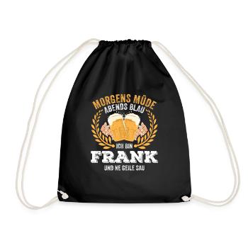 Frank Vorname Name Geburtstag Bier saufen - Turnbeutel - Schwarz - Vorne