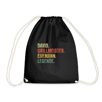 David Grillmeister Ehemann Vorname Grillen - Turnbeutel - Schwarz - Vorne