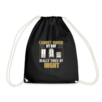 Really Tired By Night Funny Cabinet Maker Artisans - Drawstring Bag - black - Front