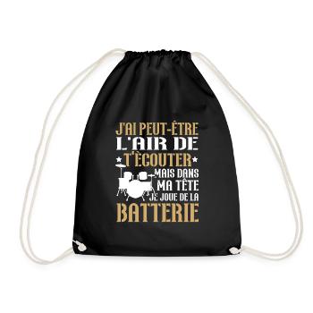 Dans ma tête je joue de la batterie - Sac de sport léger - noir - Devant