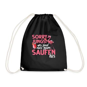 Flamingo Junggesellenabschied Frauen jga Saufen - Turnbeutel - Schwarz - Vorne