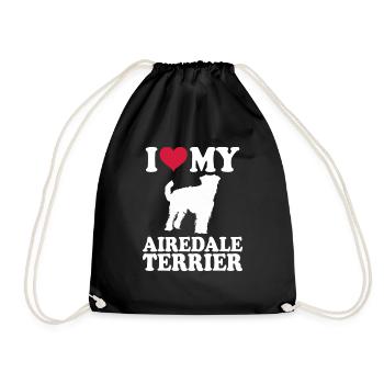 Airedale Terrier Geschenk Hunde - Turnbeutel - Schwarz - Vorne