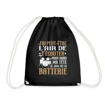 Dans ma tête je joue de la batterie - Sac de sport léger - noir - Devant