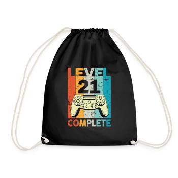 Level 21 Complete Gaming Birthday - Drawstring Bag - black - Front