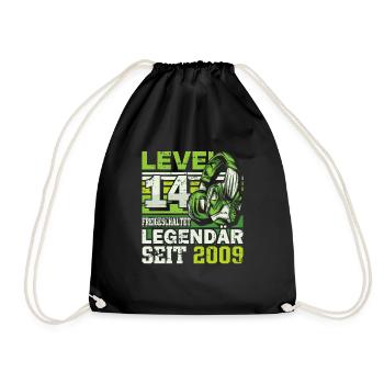 Level 14 freigeschaltet legendär seit 2009 - Turnbeutel - Schwarz - Vorne