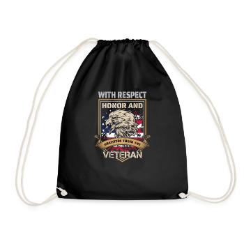 With respect honor and gratitude thank you veteran - Drawstring Bag - black - Front