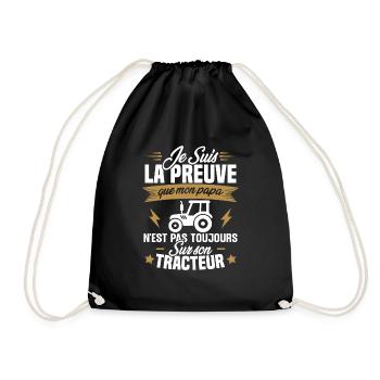 Preuve que mon papa tracteur, Papa agriculteur - Sac de sport léger - noir - Devant