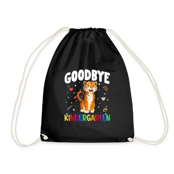 Goodbye Kindergarten Tiger Einschulung Schule - Turnbeutel - Schwarz - Vorne