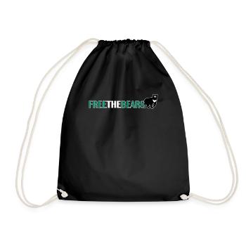 Free the Bears Panda Save Nature Wild Zoo Quote - Drawstring Bag - black - Front