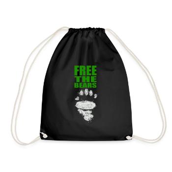 Free the Bears Panda Save Nature Wild Zoo Quote - Drawstring Bag - black - Front