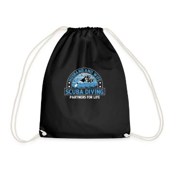Husband And Wife Scuba Diving Partners For Life - Drawstring Bag - black - Front