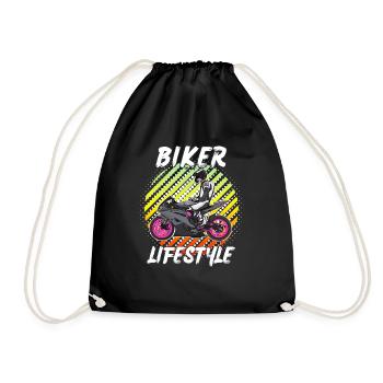 Motorcycle Lifestyle / Motorcycle / Motorcycle biker - Drawstring Bag - black - Front