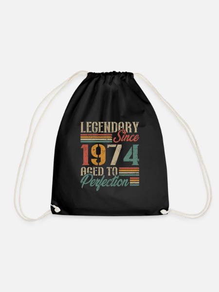 Vintage 1974 Retro Birthday Gift - Drawstring Bag - black