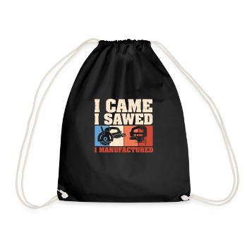 I Came I Sawed I Manufactured Funny Cabinet Maker - Drawstring Bag - black - Front