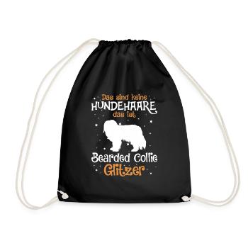 Bearded Collie Geschenk Hunde - Turnbeutel - Schwarz - Vorne
