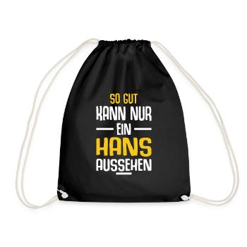 Hans Vorname Name Geburtstag - Turnbeutel - Schwarz - Vorne