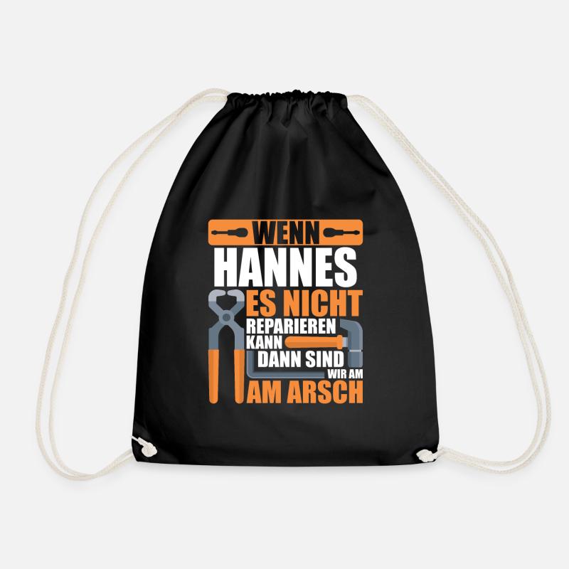 Vorname Hannes Name Geburtstag Geschenk - Turnbeutel - Schwarz