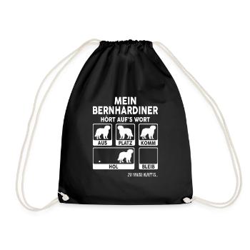 Bernhardiner Geschenk Hunde - Turnbeutel - Schwarz - Vorne