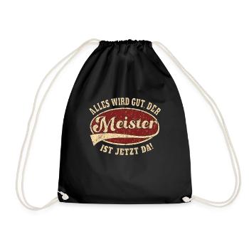 Meister alles wird gut Handwerk Retro - Turnbeutel - Schwarz - Vorne