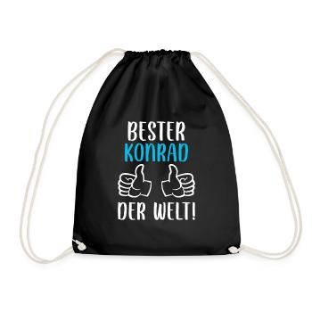 Konrad Vorname Name Geburtstag - Turnbeutel - Schwarz - Vorne