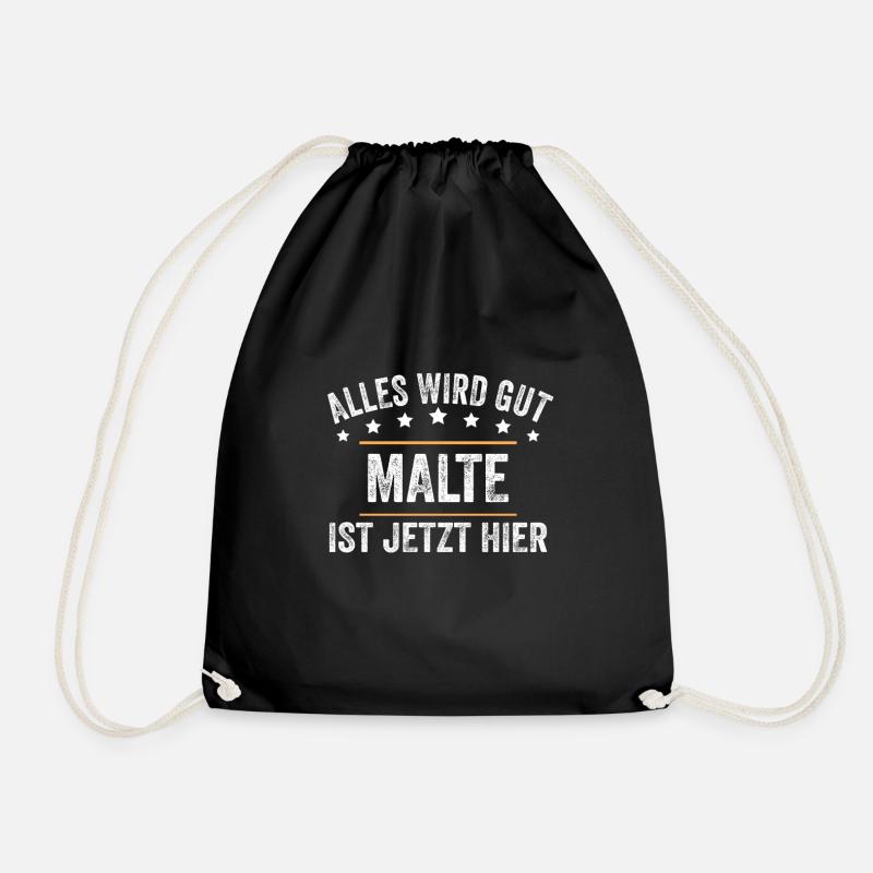 Malte Vorname Name Geburtstag - Turnbeutel - Schwarz