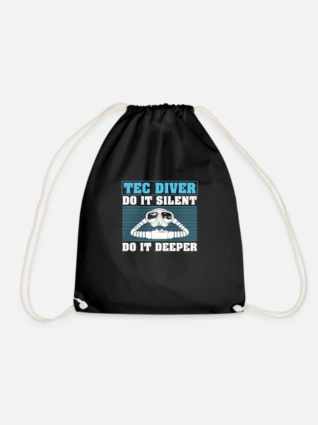Tec Diver Do It Silent Do It Deeper Lustiges - Turnbeutel - Schwarz