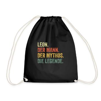 Leon Mann Mythos Legende Vorname Name - Turnbeutel - Schwarz - Vorne