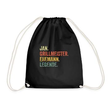 Jan Grillmeister Husband First name Grilling - Drawstring Bag - black - Front