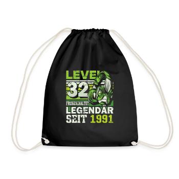 Level 32 unlocked, legendary since 1991 - Drawstring Bag - black - Front