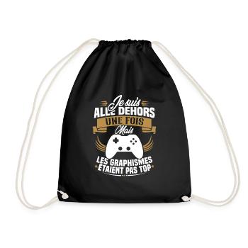 Humour cadeau console graphisme jeux vidéo - Sac de sport léger - noir - Devant
