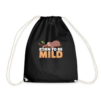 Born To Be Mild Funny Lazy Slothing For Nap Fans - Drawstring Bag - black - Front