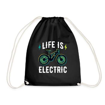 Funny Life is Electric Bicycle E Bike - Drawstring Bag - black - Front