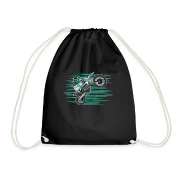 Motocross / Enduro / Freestyle mx / Dirtbike retro - Drawstring Bag - black - Front