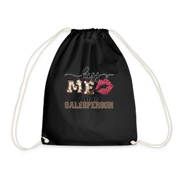 Kiss Me, I'm a Salesman Quote Lips - Drawstring Bag - black - Front