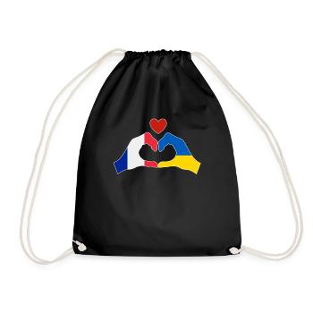 France supports Ukraine Love Heart - Drawstring Bag - black - Front