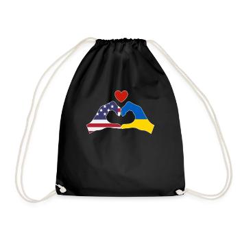 America Supports Ukraine Love Heart - Drawstring Bag - black - Front