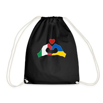 Italy supports Ukraine Love Heart - Drawstring Bag - black - Front