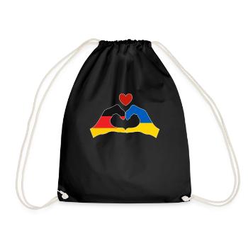 Germany supports Ukraine Love Heart - Drawstring Bag - black - Front