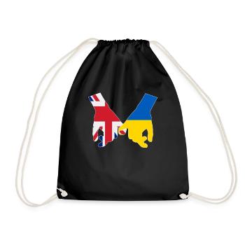 UK supports Ukraine Love Heart - Drawstring Bag - black - Front