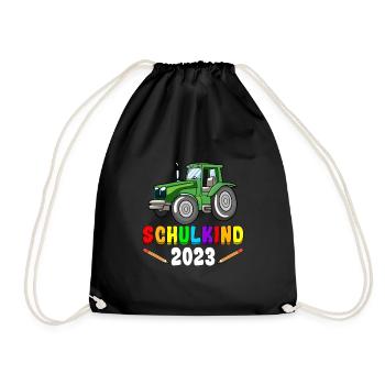 Schulkind 2023 Traktor - Turnbeutel - Schwarz - Vorne