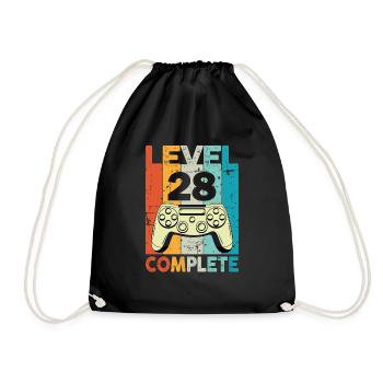 Level 28 Complete Gaming Geburtstag - Turnbeutel - Schwarz - Vorne