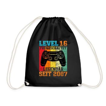 Gaming Geburtstag 2007 Level 16 - Turnbeutel - Schwarz - Vorne