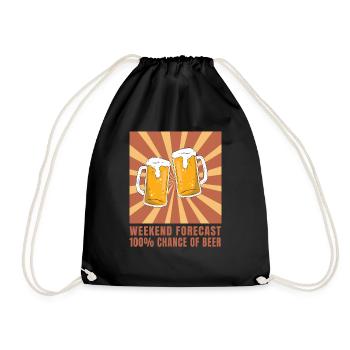 Weekend forecast 100 Chance for beer relax - Drawstring Bag - black - Front