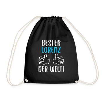Lorenz First name Surname Birthday - Drawstring Bag - black - Front