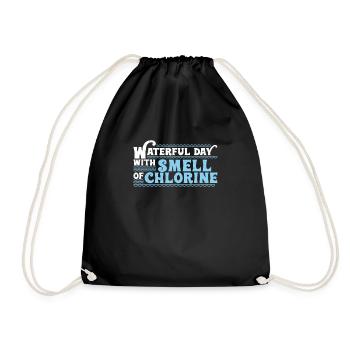 Waterful Day With Smell Of Chlorine Funny Pool - Drawstring Bag - black - Front